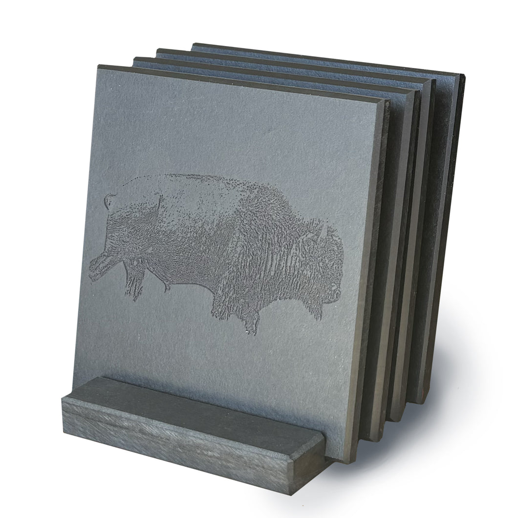 Buffalo Coaster Set With Stand